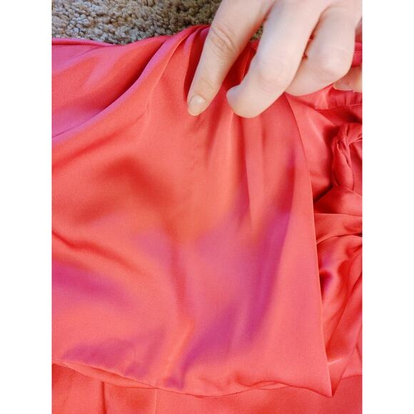 AMUR Deena One Shoulder Cut Out Hot Pink Satin Cocktail Dress $495 Sz 4 - Picture 8 of 8